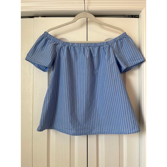 Vineyard Vines Tops - VINEYARD VINES Off the Shoulder Striped Cotton Top Sz 10